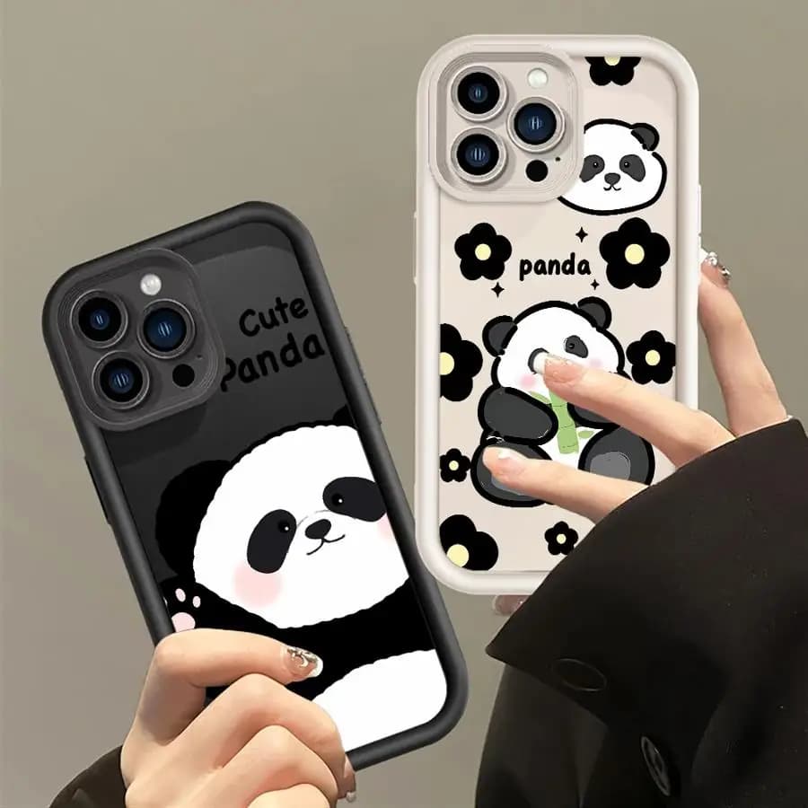 Custodia morbida con panda carino per iPhone 12PRO 11 13 14 15PLUS 16 17PROMAX