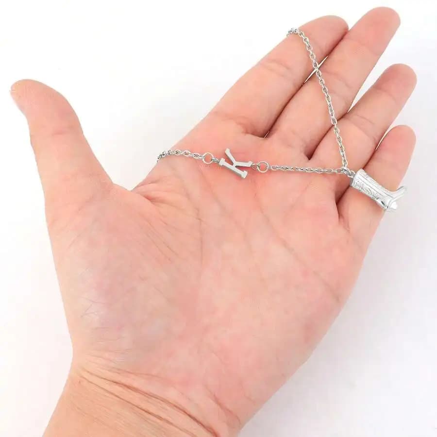 Fashion Letter Western Cowboy Boot Pendant Chain Necklace For Women