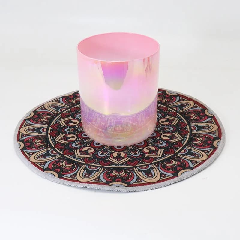 Pink Gradient Quartz Crystal Singing Bowl for Sound Meditation Singing Bowl Meditation Instrument Music Bowl