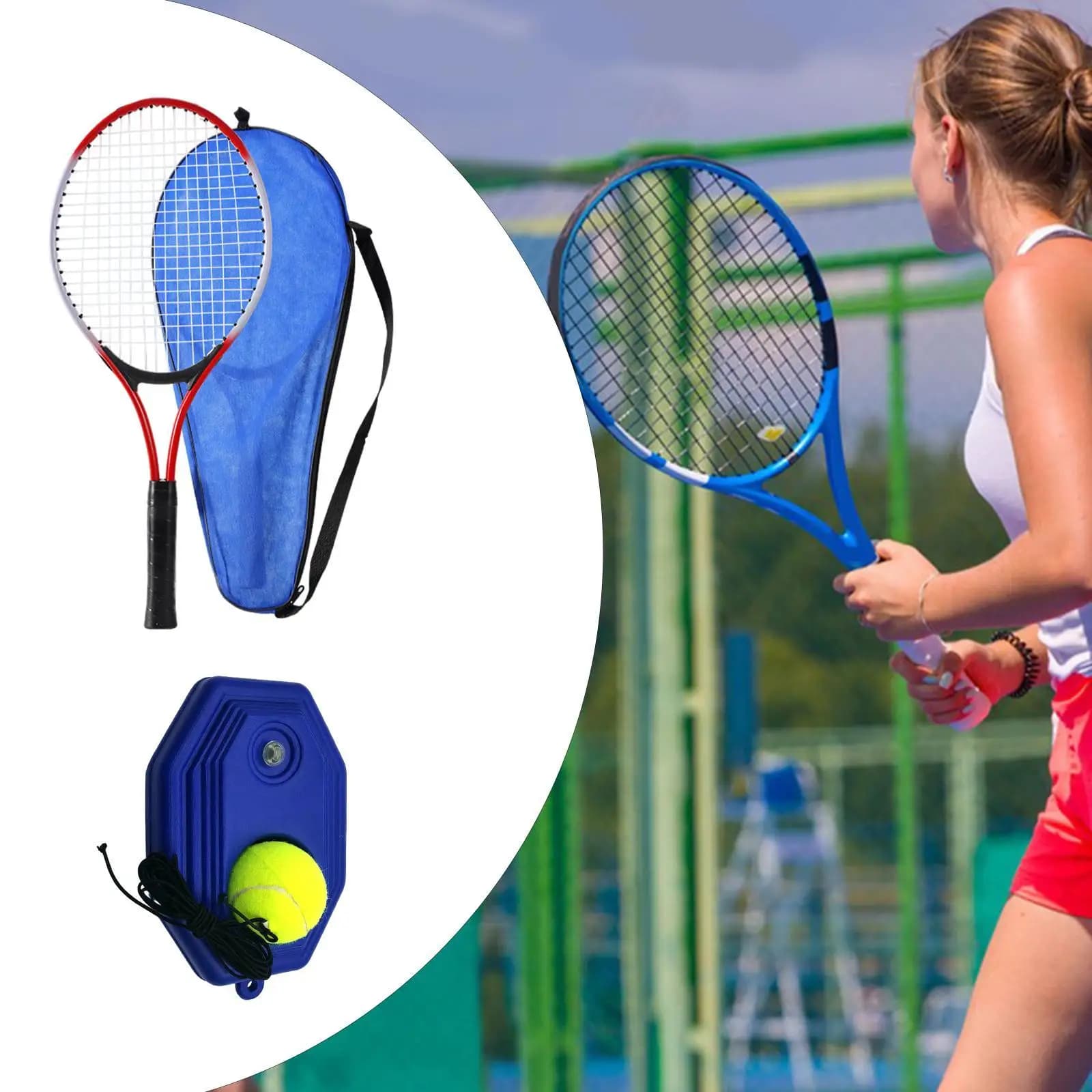 Racchetta da tennis in nylon, lega di alluminio, racchetta da allenamento per il viso grande, set di palline da tennis professionali per la pratica all'aperto di adulti