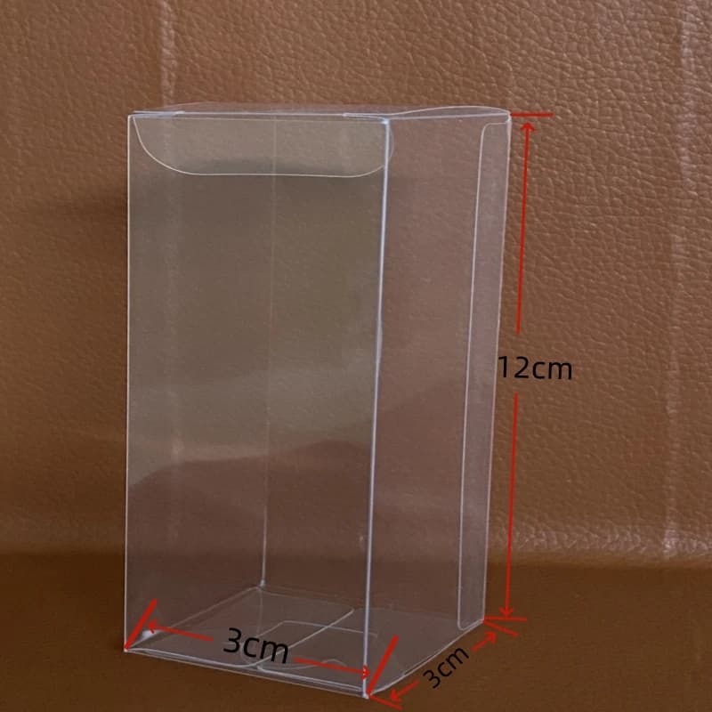 50 pezzi di scatole quadrate pieghevoli in plastica trasparente PET da 3X3X12 cm (1,18X1,18X4,72 pollici) in PVC per confezioni regalo di bambole trasparenti