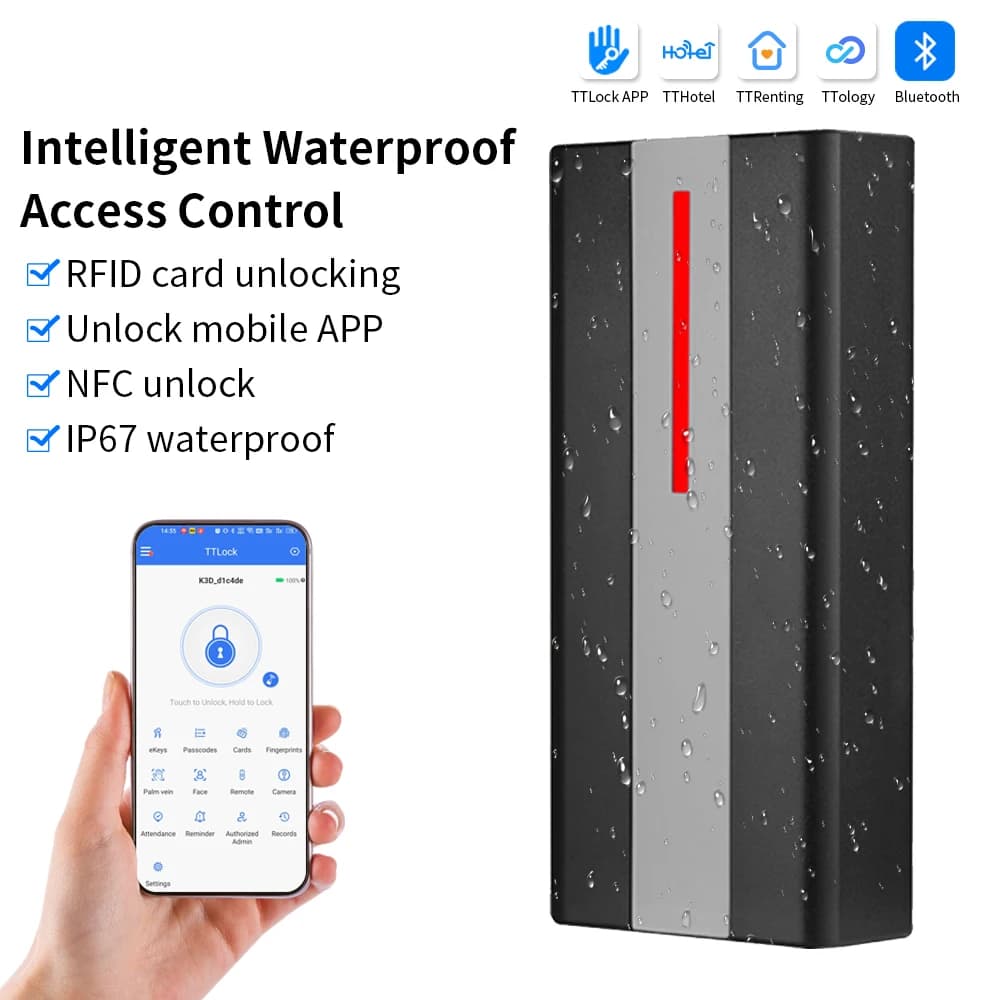 Serratura Intelligente H1X con App TTLOCK, Controllo Accessi con Tastiera, Lettore NFC, Impronta Digitale, Bluetooth, RFID, Codice e Carta, Impermeabile IP67