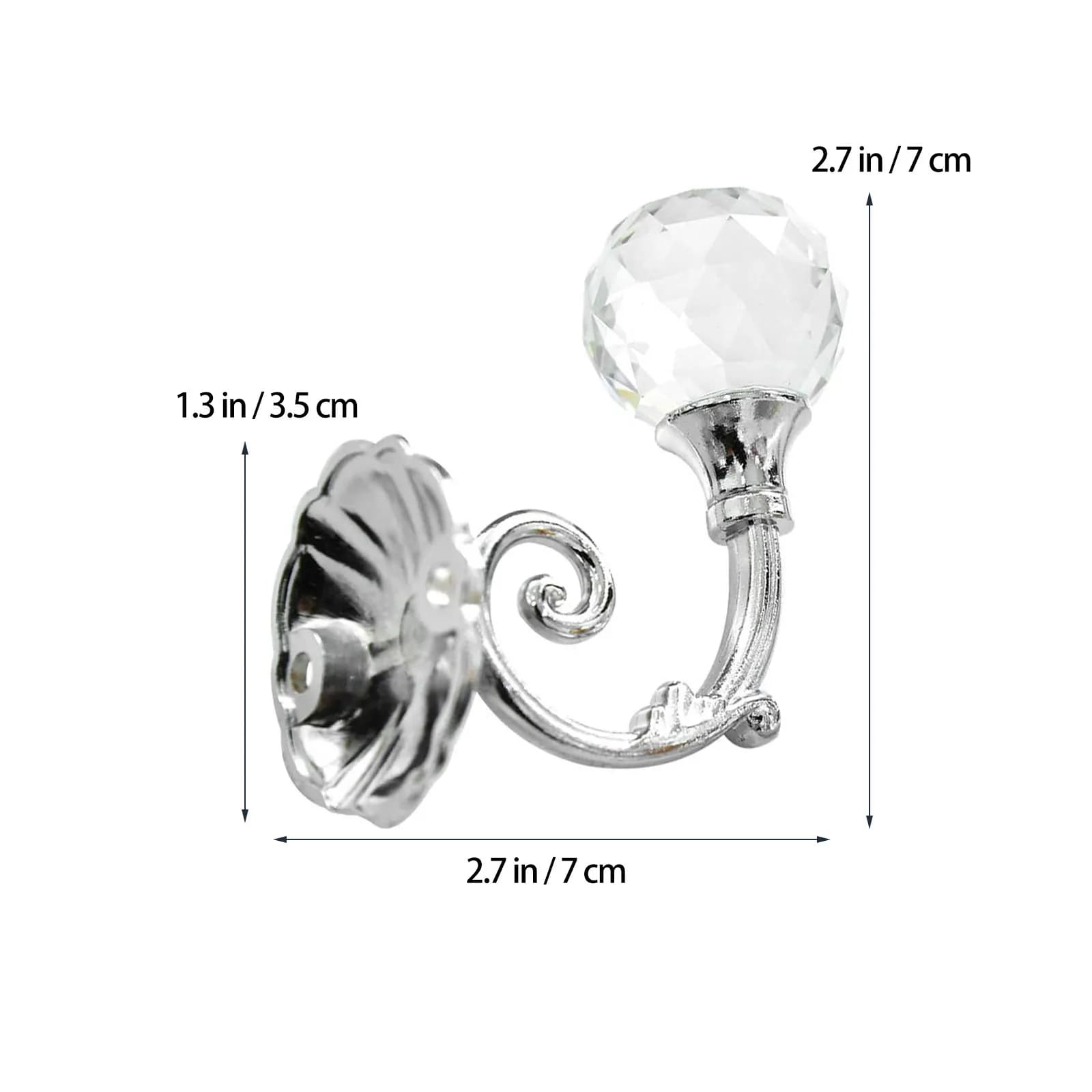 2 Pezzi Ganci Vintage in Lega di Zinco con Cristalli, Grigio Argento, Eleganti Fermatende da Parete per Tende, Cappotti, Vestiti, Asciugamani
