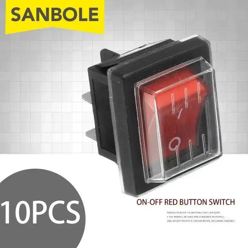 10pcs 220V16A 20A 125V ON/OFF Red Replacement Switch Waterproof For Industrial Use of Vacuum Suction Machines Push Button Barbell Switch