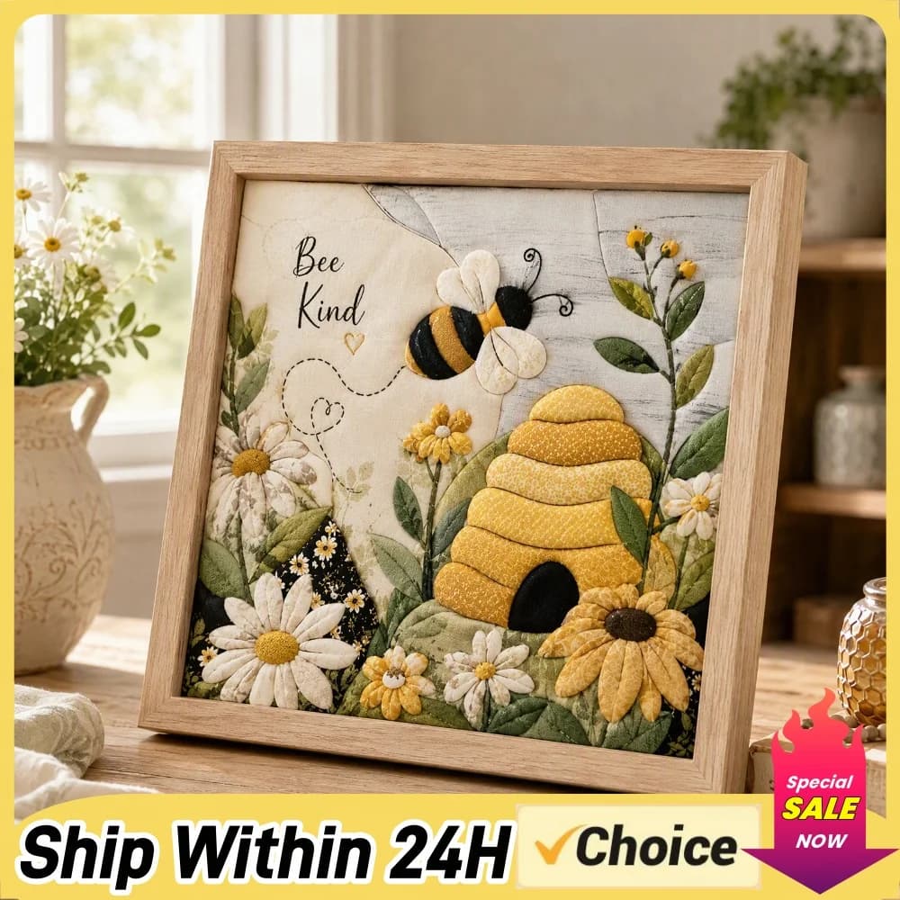 Bee Punch Needle Embroidery DIY Kinusaiga Fabric Poke Art Kit Beginner Friendly Handmade No-Sew DIY Fabric Mosaic Wall Art Craft