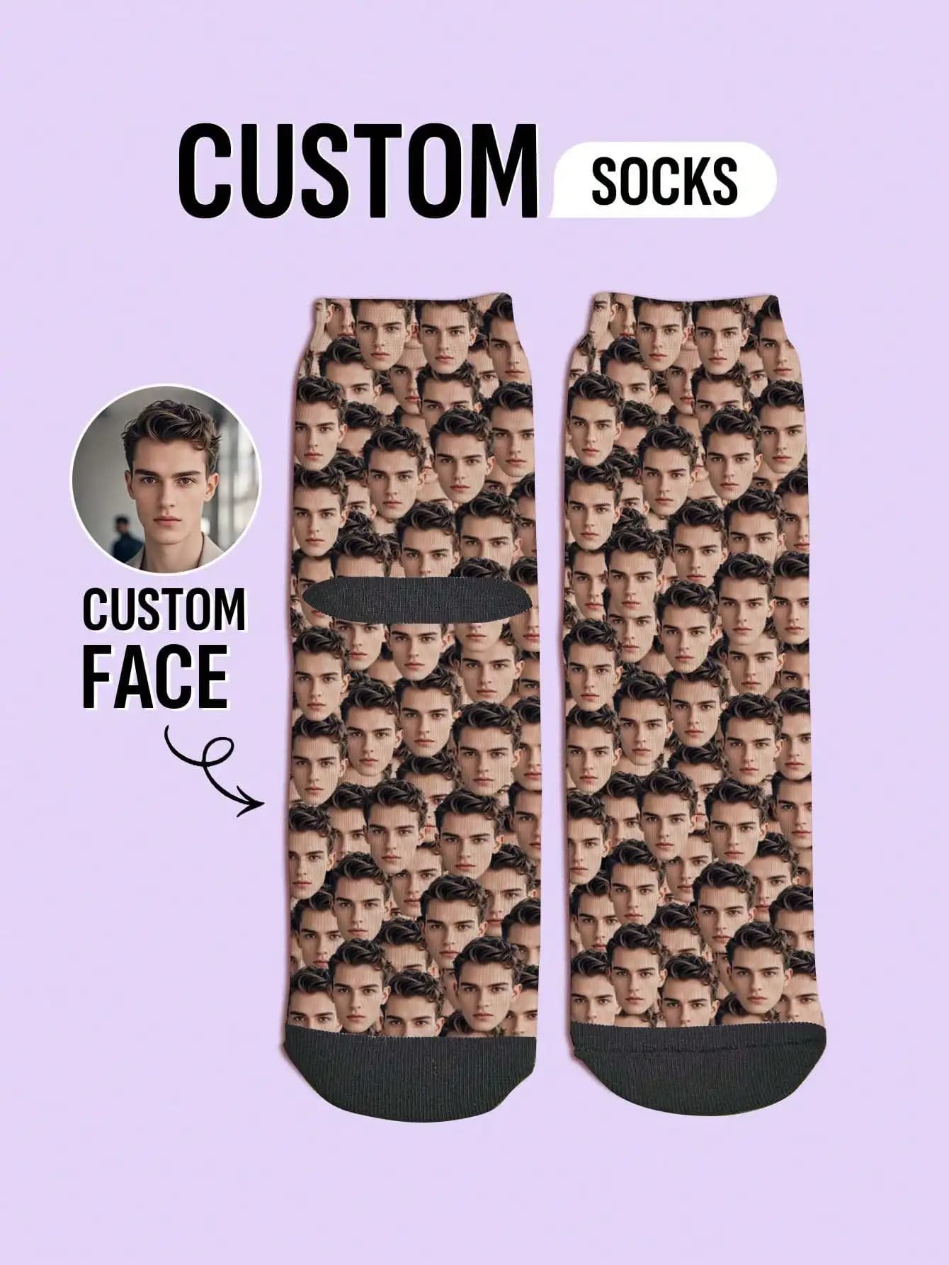 Calzini personalizzati per il viso Calzini con foto personalizzati Regalo divertente per uomini Donne Coppie Amici Calzini stampati personalizzati unici