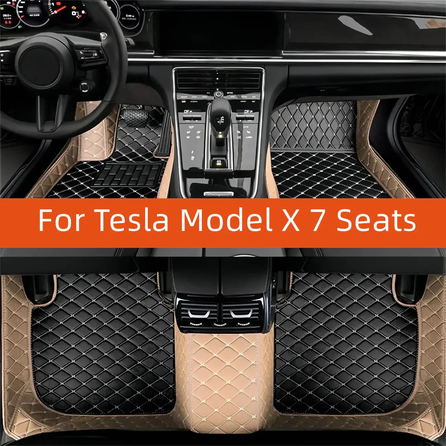 Tappetino per auto in pelle personalizzato per Tesla Model X 7 posti 2015 2016 2017 2018 2019 2020 2021 Tappetino per auto Accessori interni