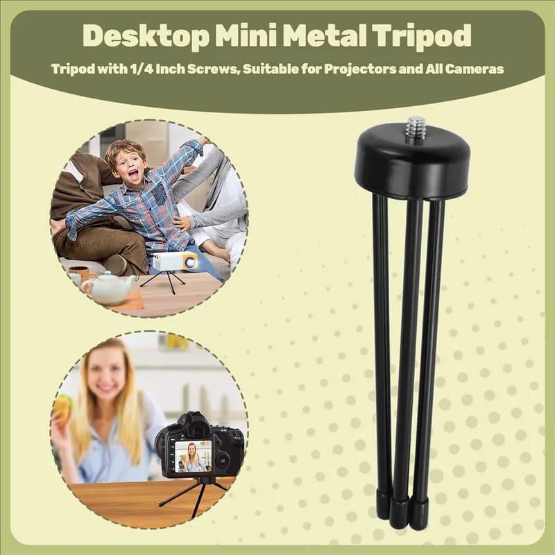 Mini treppiede in metallo sensibile, treppiede da tavolo con viti da 1/4 di pollice, adatto per proiettori e tutte le fotocamere