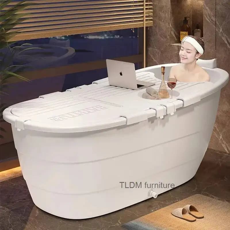 Vasca da bagno pieghevole per adulti, secchio robusto in plastica bianca, gambe per vasca da bagno pieghevoli Baignoire, mobili pieghevoli per adulti