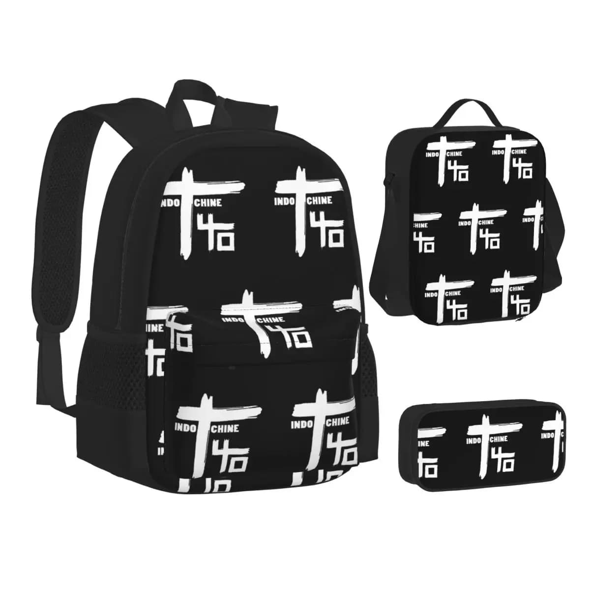 Zaini Indochine per ragazzi e ragazze, borsa per libri, borse da scuola per studenti, zaino per bambini, borsa per il pranzo, borsa per penne, set da tre pezzi