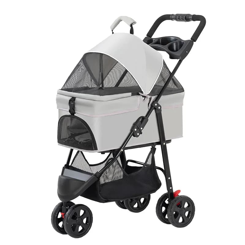 Pet Cart, Dog Cat Trolley, Small Pet Stroller, Lightweight Detachable Foldable Tricycle, 3-Wheel Pet Carrier