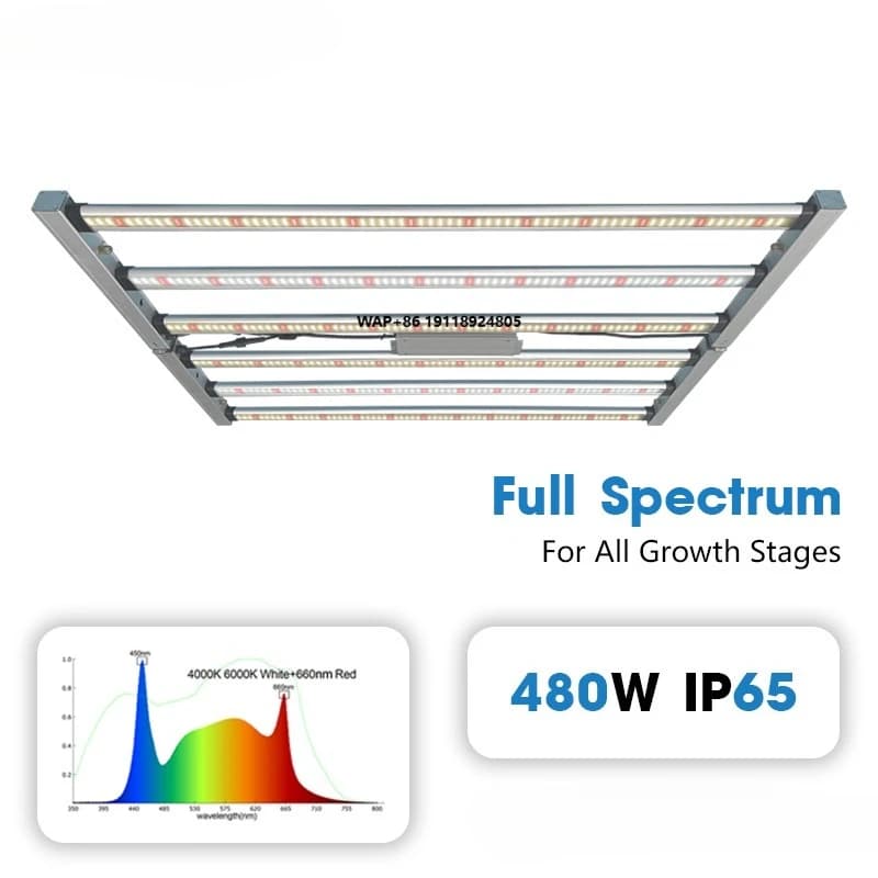 High Power Commercial LED Lamp for Cultivation Plants 480W-600W 6000K-660NM Complete Mirror 6 Bars COB 3000K-4000K Bright Strip for Plants