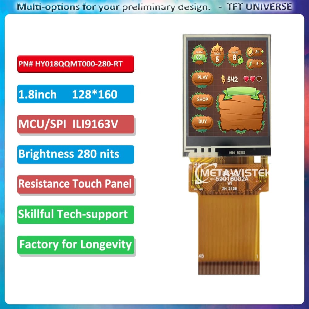 128x160 Piccolo display touch resistivo da 1,8 pollici Cnotroller ILI9163V Interfaccia MCU/SPI schermo arduino disponibile Display LCD TFT