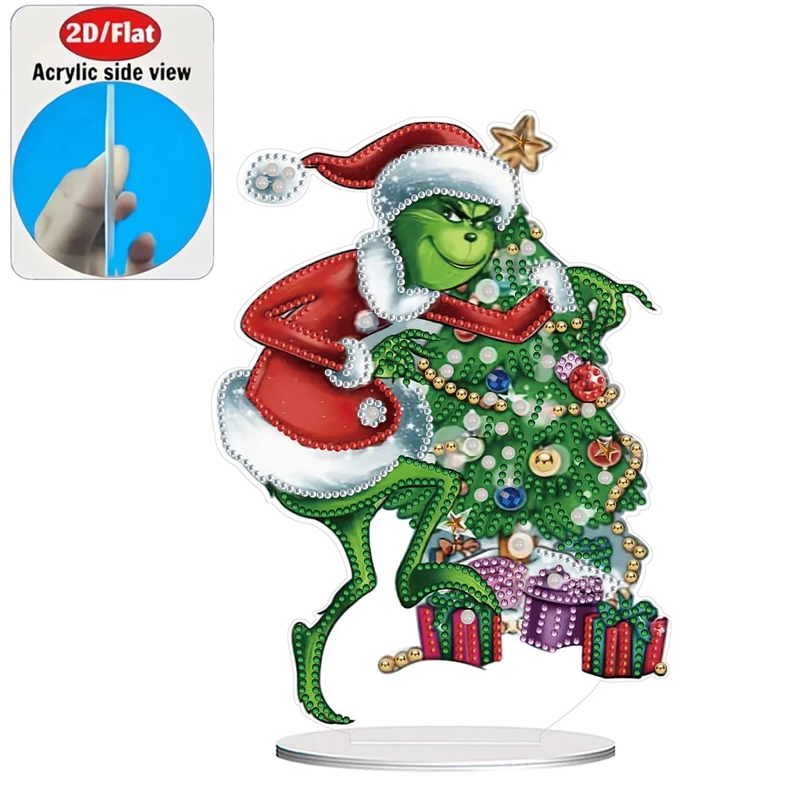 Set di Ornamenti da Tavolo 2D / Piatto, 1 Pezzo, Divertente Targa di Benvenuto in Acrilico con Grinch Natalizio, Decorazione da Parete Lucida, Regalo per le Feste