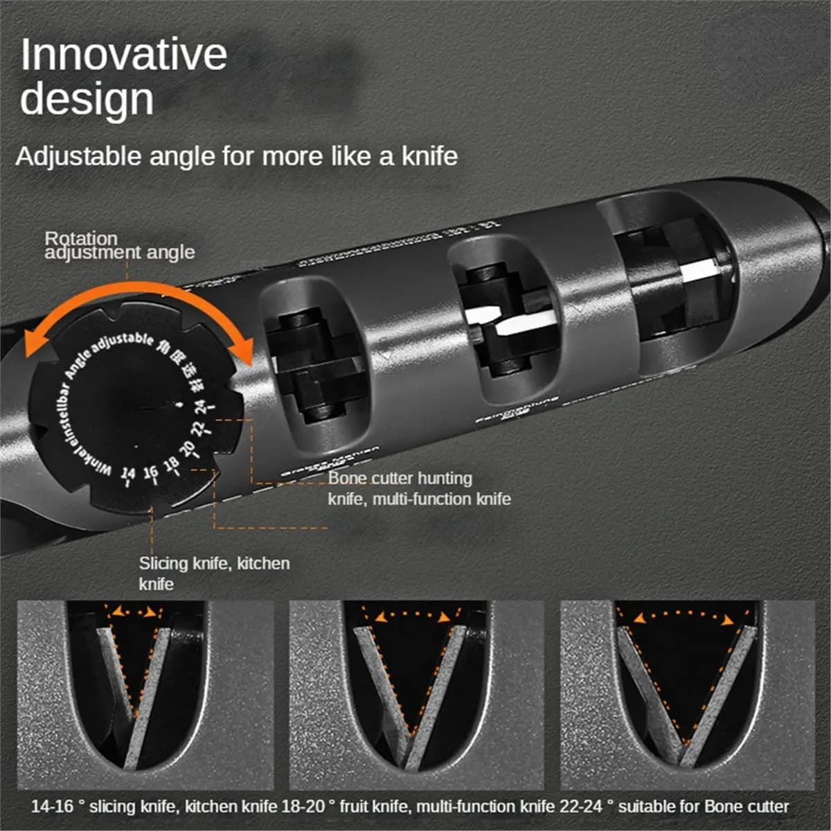 (AIMA) Affilacoltelli 4 in 1 con Angolo Regolabile, Strumento Professionale per Affilare Coltelli da Cucina e Forbici
