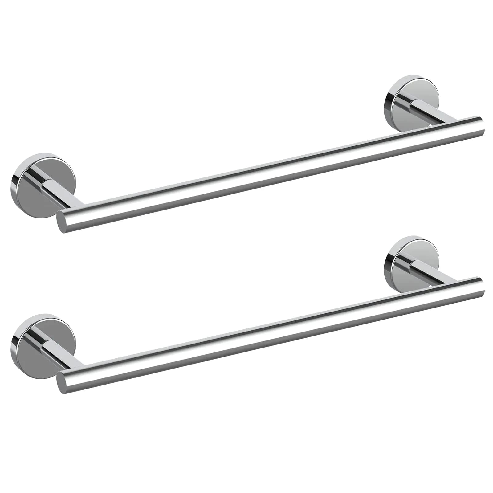 Two 24-Inch Chrome-Plated Stainless Steel Wall-Mounted Double Towel Bars For Bathroom Use