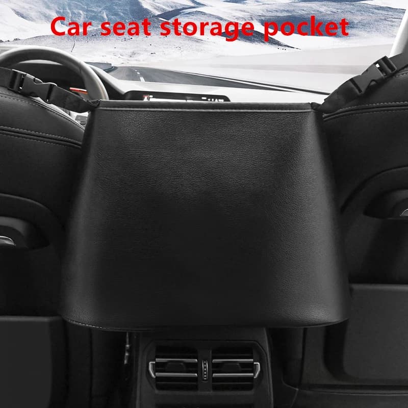 Car Seat Middle Hanger Storage Bag Leather Large Capacity Handbag Holder Between Seats Stowing Tidying