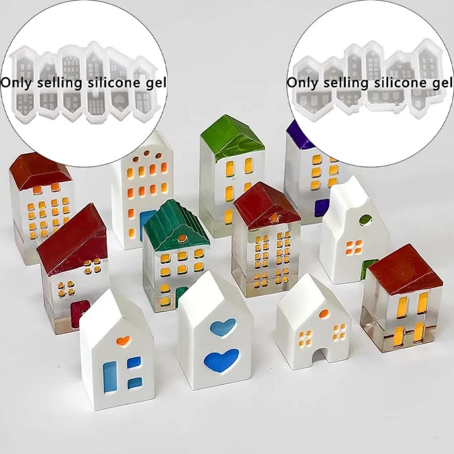 Stampo in Silicone per Mini Casa Fai-da-Te con Dieci o Dodici Scomparti, Stile Europeo, per Decorazioni in Resina e Gesso Sg0036-Wta