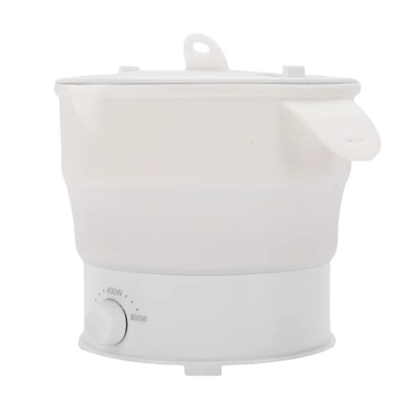 Bollitore Elettrico da Viaggio Pieghevole 800W, Pentola Multifunzione in Silicone 12L con Griglia per Cottura a Vapore per Pasta e Noodles