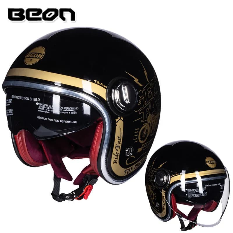 BEON B108A Casco moto vintage Beon 3/4 Caschi aperti Motocross Casque Moto Casque Capacete Retro Casco