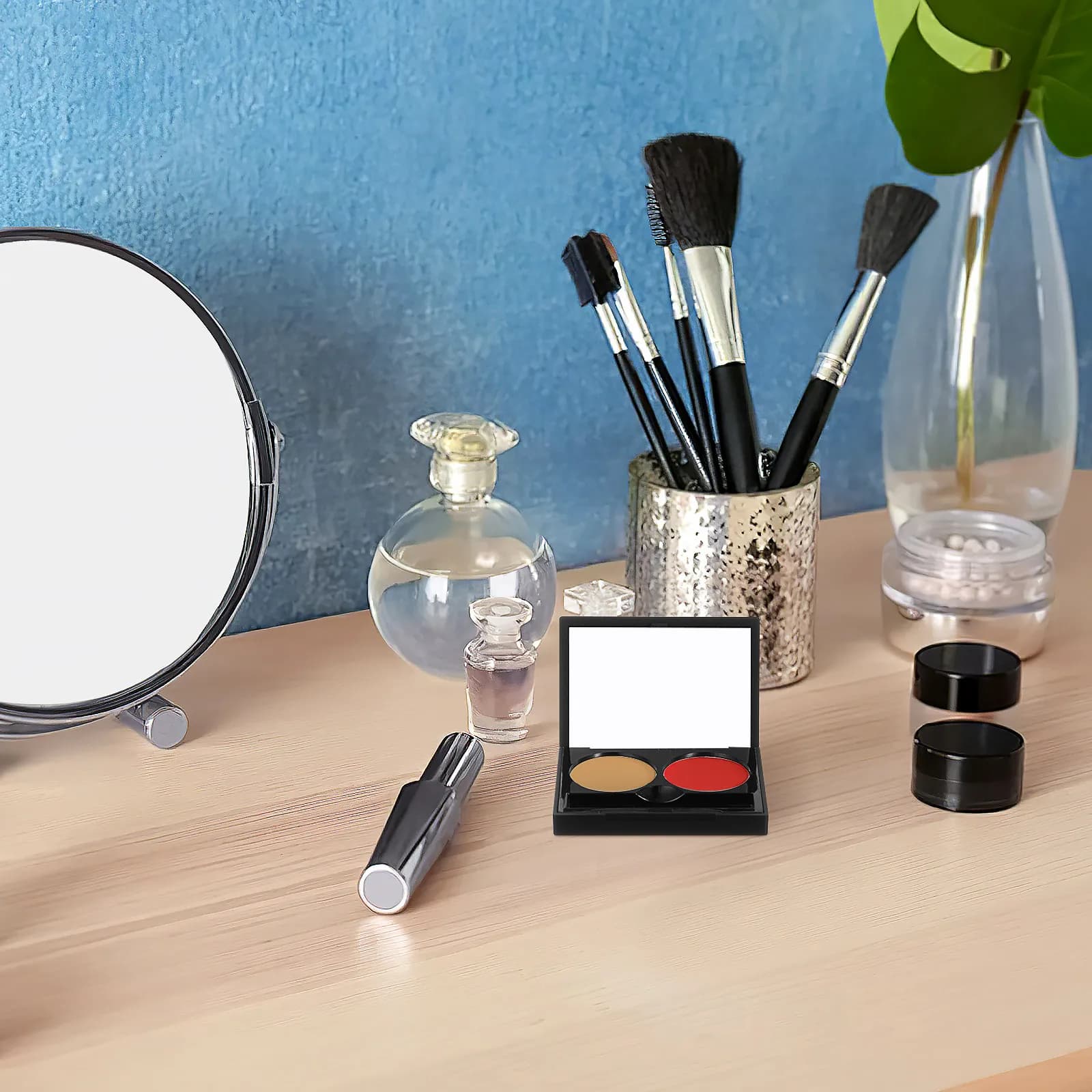 3 Sets of Empty Containers Rechargeable for Umbrellas, Pressed Pigments, Fuse Lips, Fai da Te, Conservazione Trucco, Viaggio