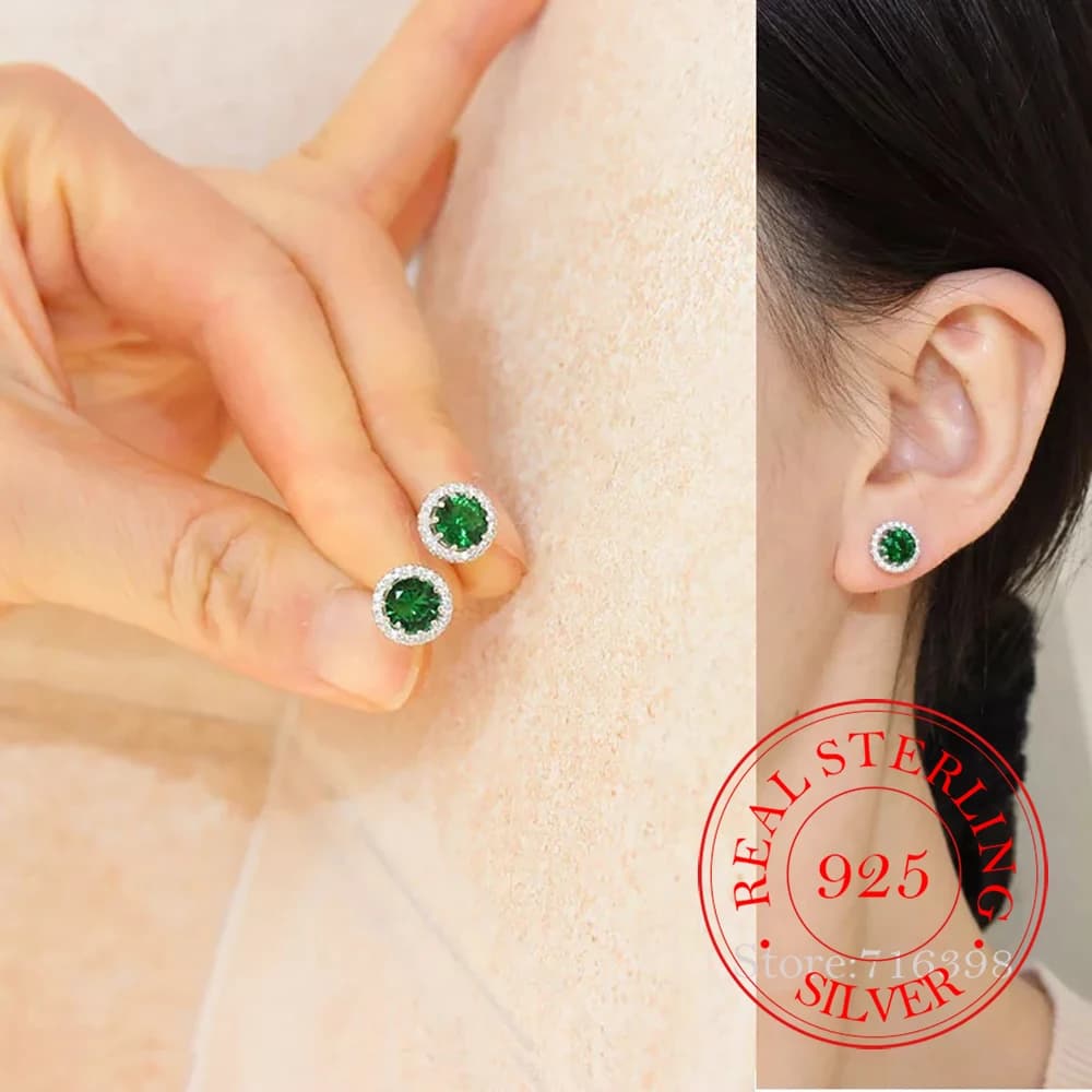 Orecchini coreani in argento sterling 925 con cristalli rotondi carini per le donne S925 Regalo di gioielli per feste di nozze Aretes De Mujer