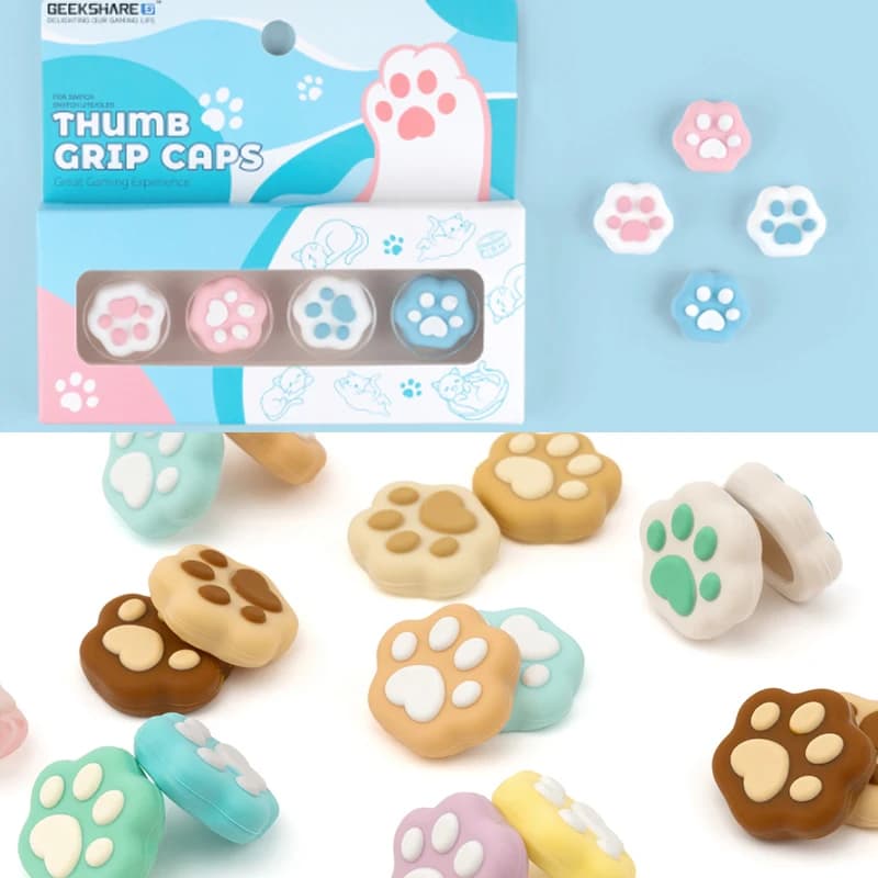 Custodia a forma di zampa di gatto con impugnatura a pollice Joystick custodia protettiva in Silicone Controller custodia a levetta per Nintendo Switch JoyCon NS Lite