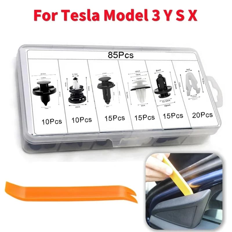 85 Pz/set Auto di Plastica Rivetti Fermo Elementi di Fissaggio Pannello Della Porta Paraurti Parafango Pinze con Rimozione di Fissaggio Per Tesla Modello 3 YSX