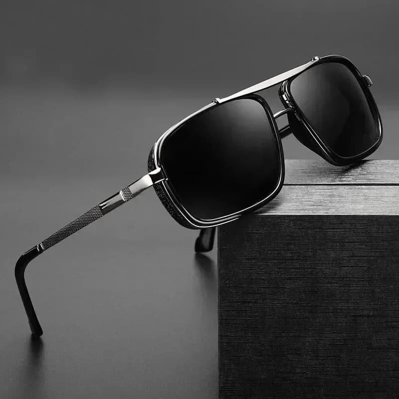 Occhiali da Sole Polarizzati Vintage Stile Punk per Uomo, Occhiali Quadrati Steampunk UV400 per Guida, Occhiali Estivi da Viaggio per Uomo