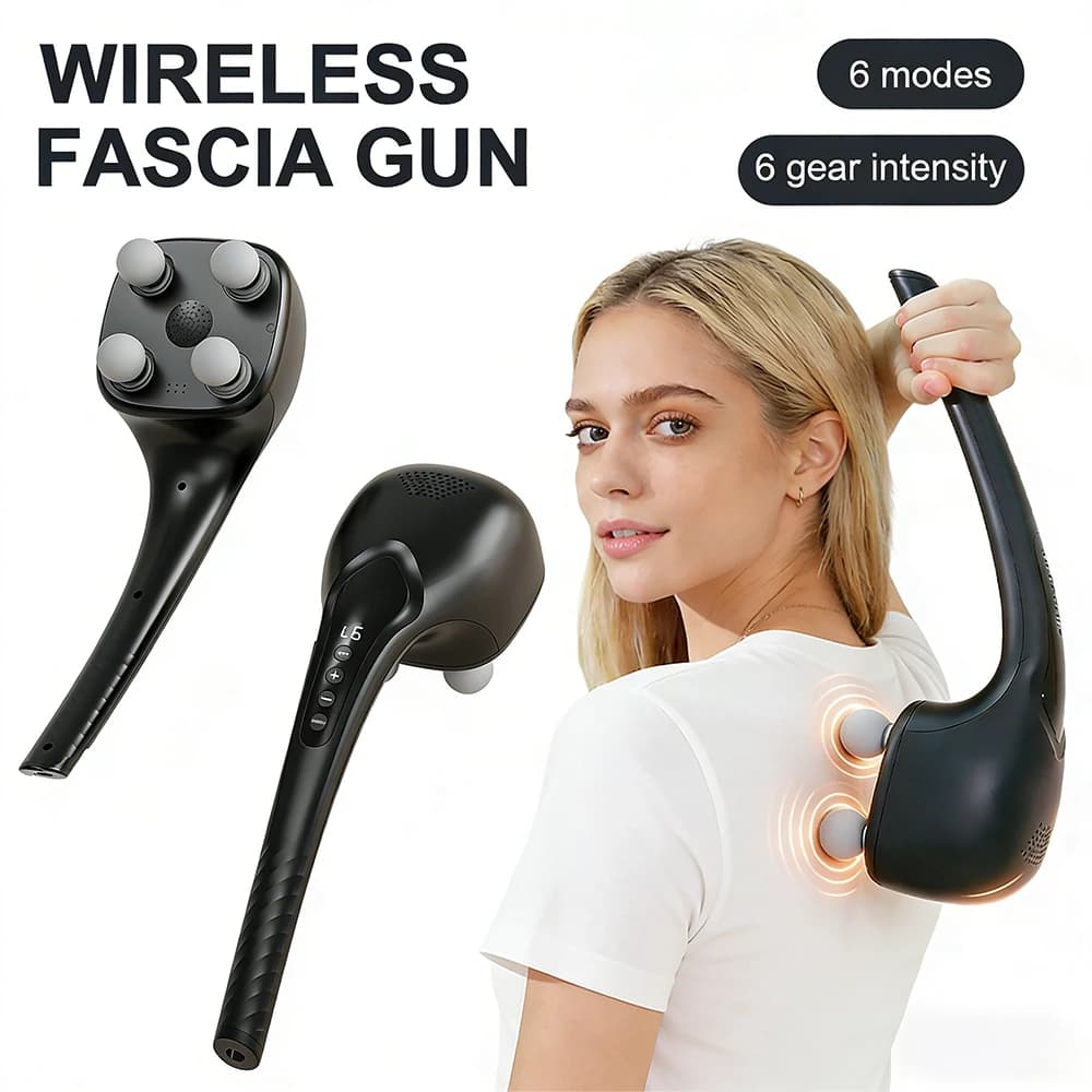 Massage Gun 4 Heads for Muscular Fascia, Spalle and Back Massage, High Frequency Massage Hammer for Collo, Life and Body