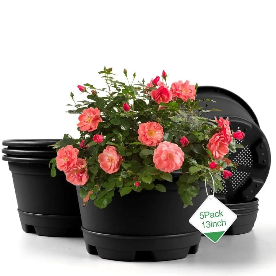 Outdoor vases for flowers, 5 set, 33 cm pots for plants, modern decorative garden vase with underwater, large florists and light in resin