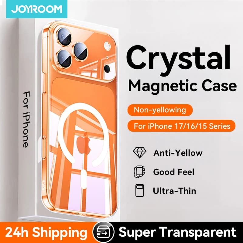 Joyroom Magnetic Case for iPhone 17 16 Pro Max, Transparent Cover for iPhone 17 Pro, Wireless Charging Cover