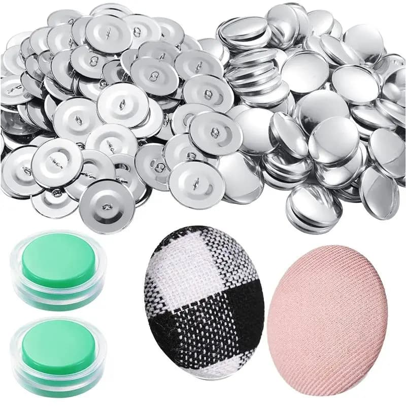 Easy Use 100 Sets Cover Buttons Kit With Tools Size Buttons To Cover Self Cover Buttons DIY Fabric Cloth Cover Buttons Durable 1