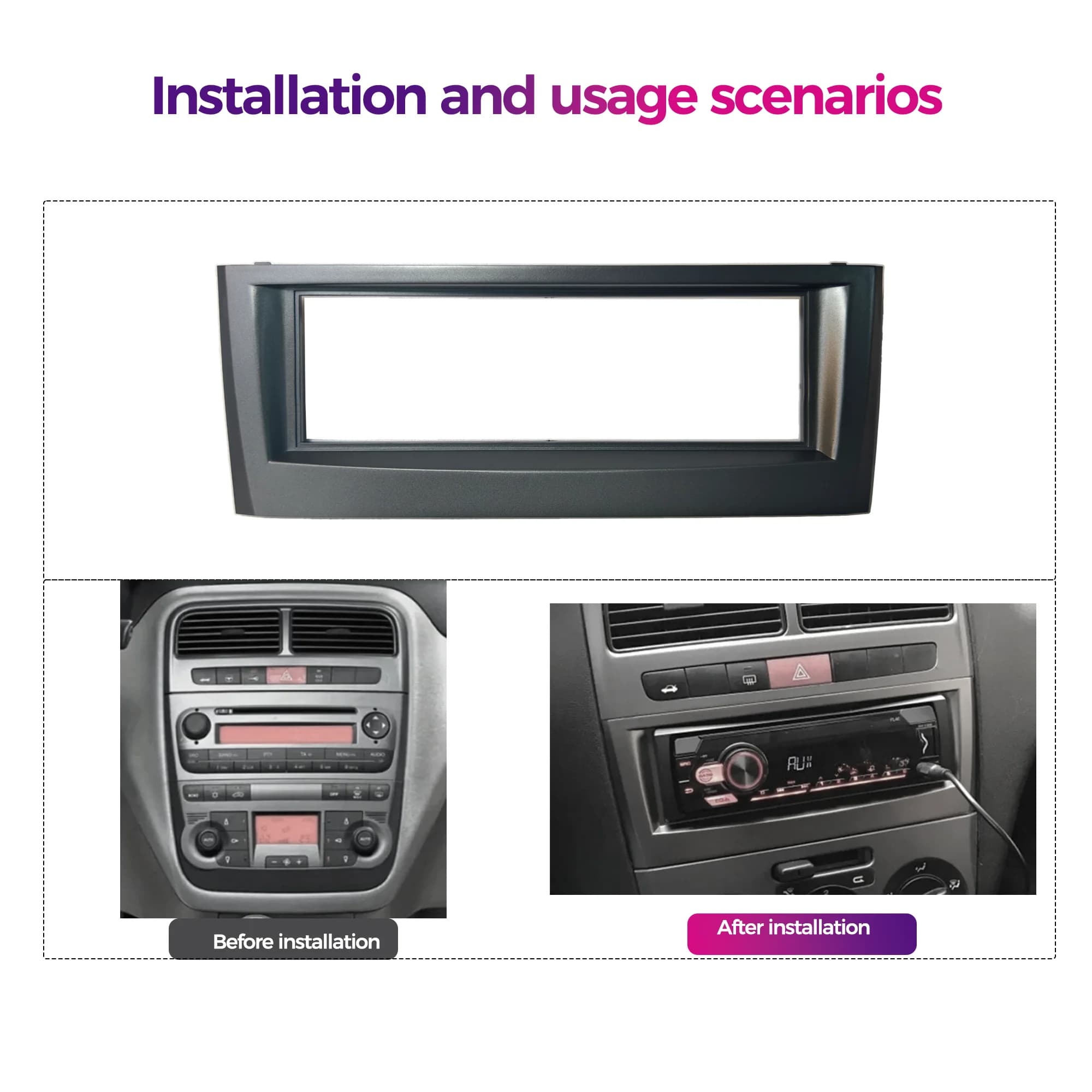 1Din Auto Radio Fascia Telaio Per FIAT PUNTO LINEA 2005 2006 2007 Stereo Dash CD Trim Installazione Singolo Din Telaio Kit pannello