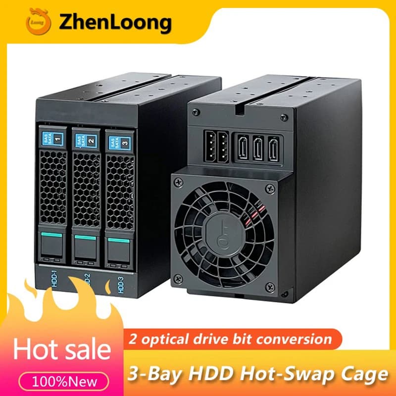 Modulo gabbia per disco rigido hot swap a 3 alloggiamenti Memorizzazione dati per armadio rack HDD SSD SATA da 3,5 pollici per due posizioni dell'azionamento ottico da 5,25 pollici