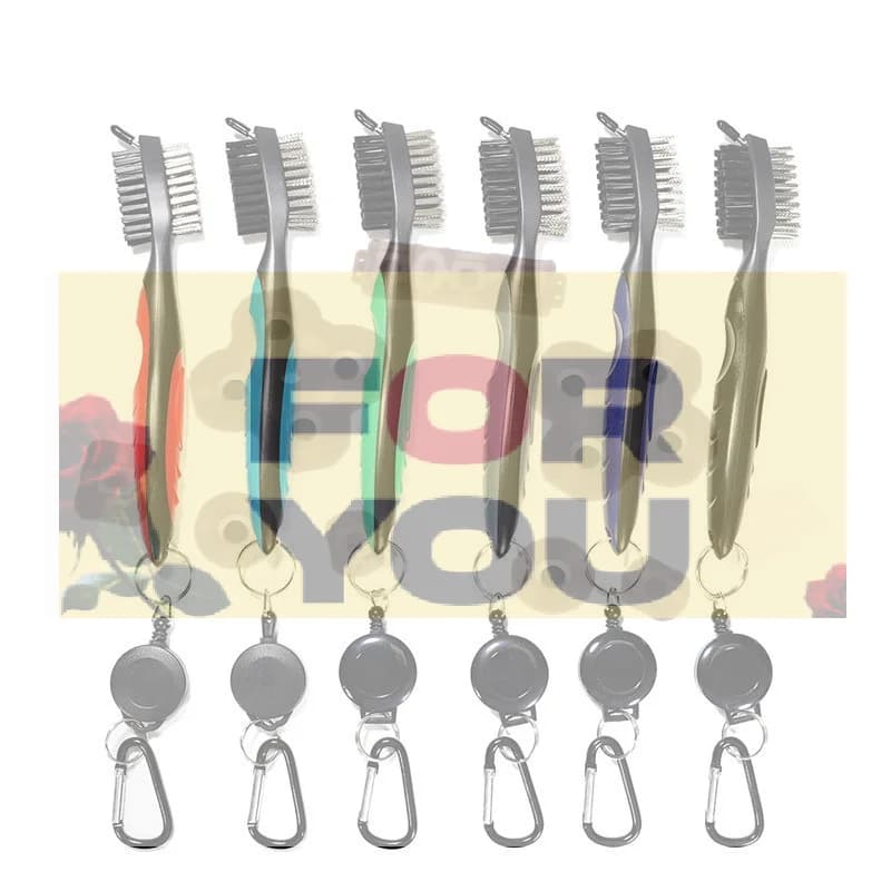 【OD】1pc Golf Club Brush Groove Cleaner Retractable Dual Sided Nylon Bristles Aluminum Carabiner Groove Cleaner Groove Cleaning