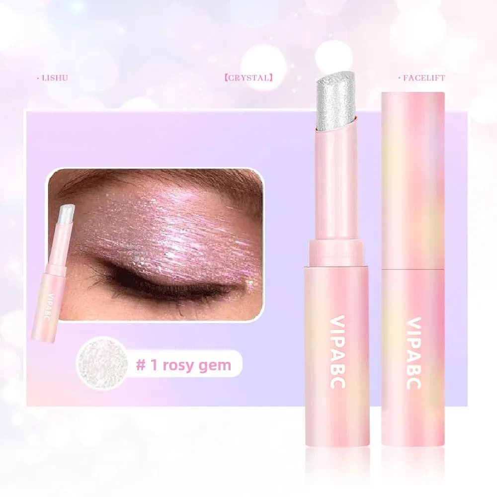 VIPABC-Crystal Jelly Highlight Eyeshadow Stick, super lucido, multicolore, colore evidenziatore: 01