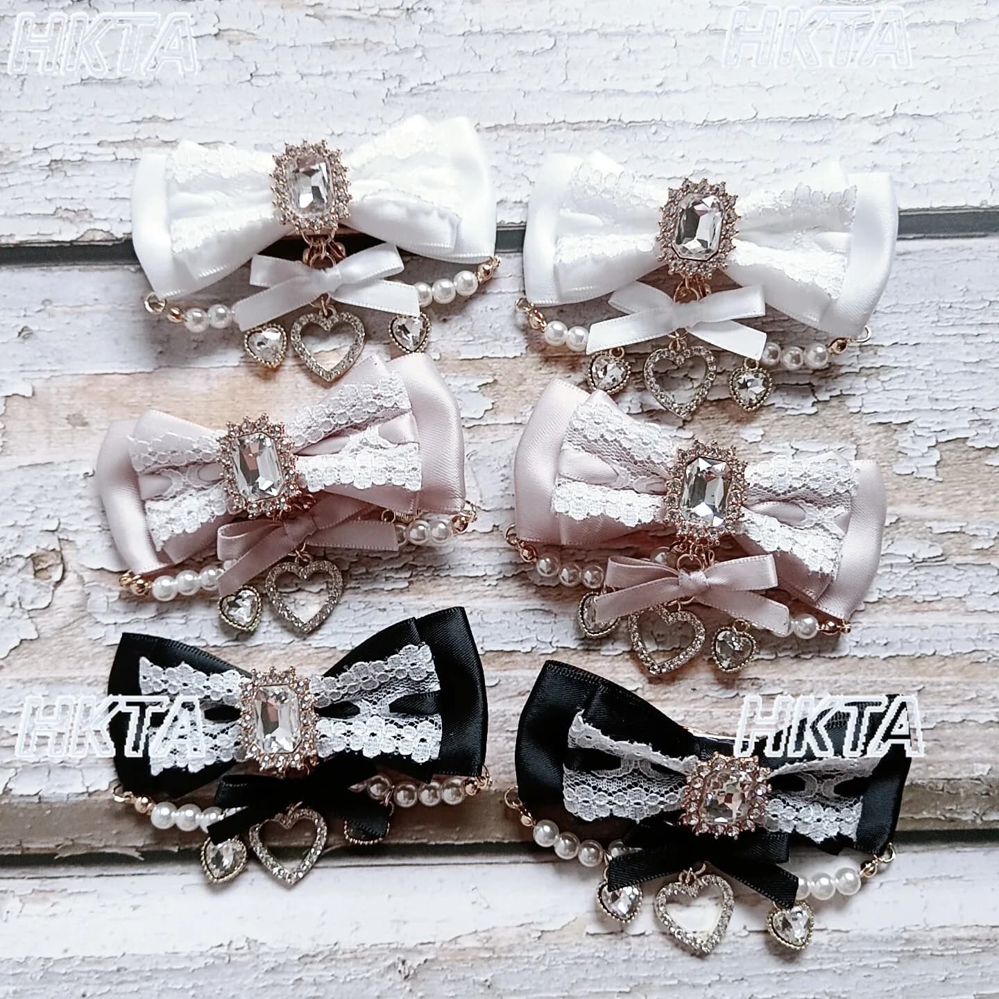 Handmade Original Japanese Sweet Hot Girls Floral Lace Bow Beaded Hair Clip Ponytail Holder Hairpink Clips Women Accessories