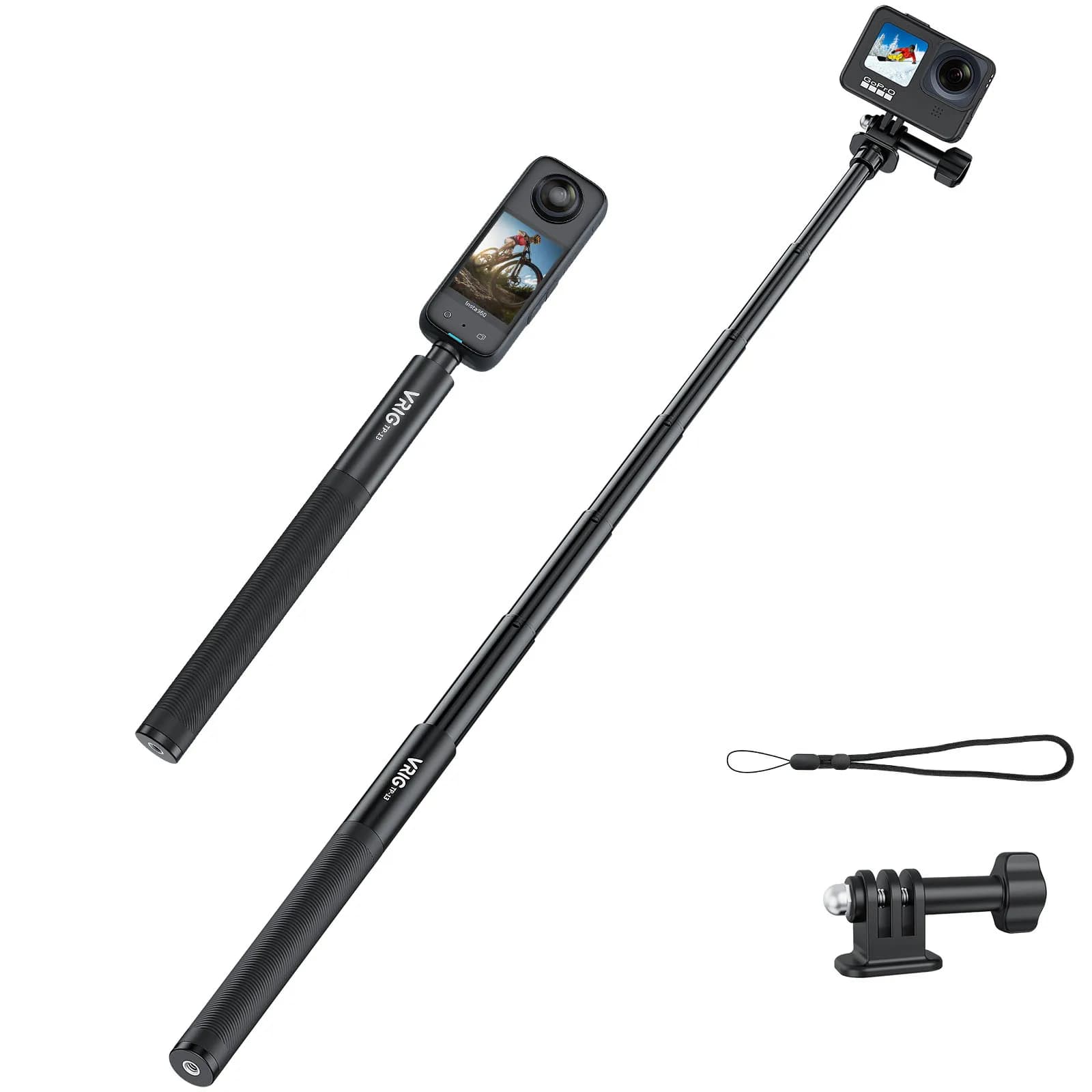 VRIG UURIG TP-13 Selfie Stick invisibile per Insta360 ONE X3, X2, X,ONE R, RS Action Camera con asta monopiede estesa da 1/4"