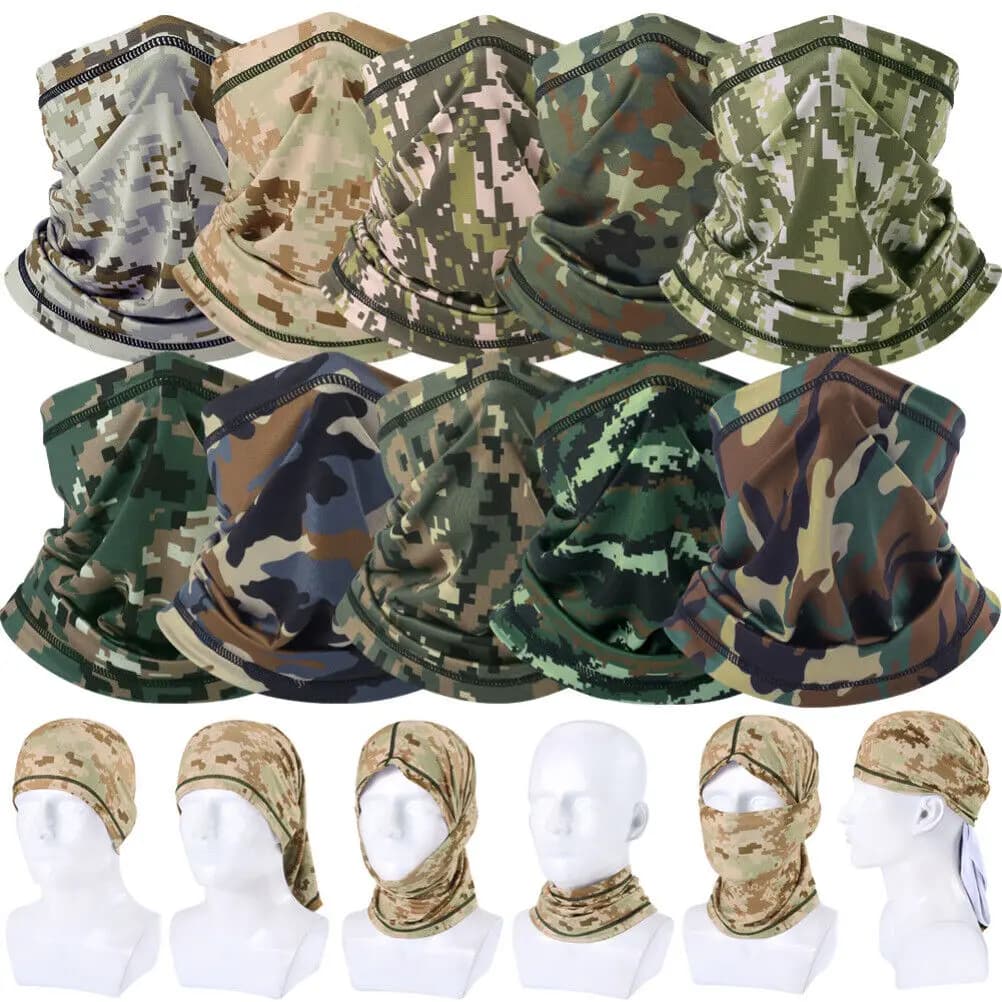 Maschera tattica Protezione UV Ghetta per il collo Bandana Militare Ciclismo Hking Caccia Sciarpa a tubo Cappuccio per moto Uomo Donna