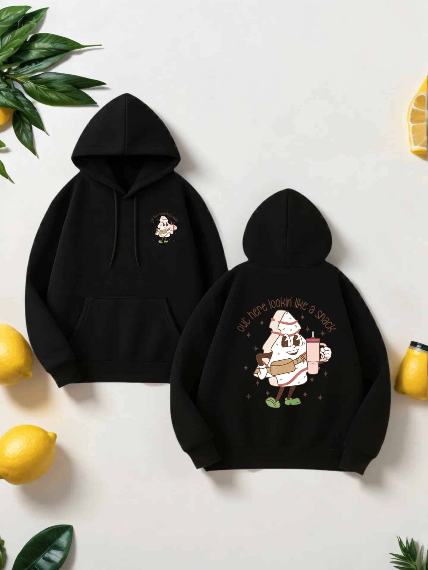 Felpa con cappuccio da uomo, stampa cartoon, stile casual, foderata in pile, per giovani uomini, da indossare tutti i giorni
