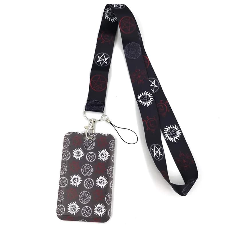 Supernatural SPN Creative Lanyard Card Holder Student Hanging Neck Phone Lanyard Badge Subway Access Card Holder Accessories