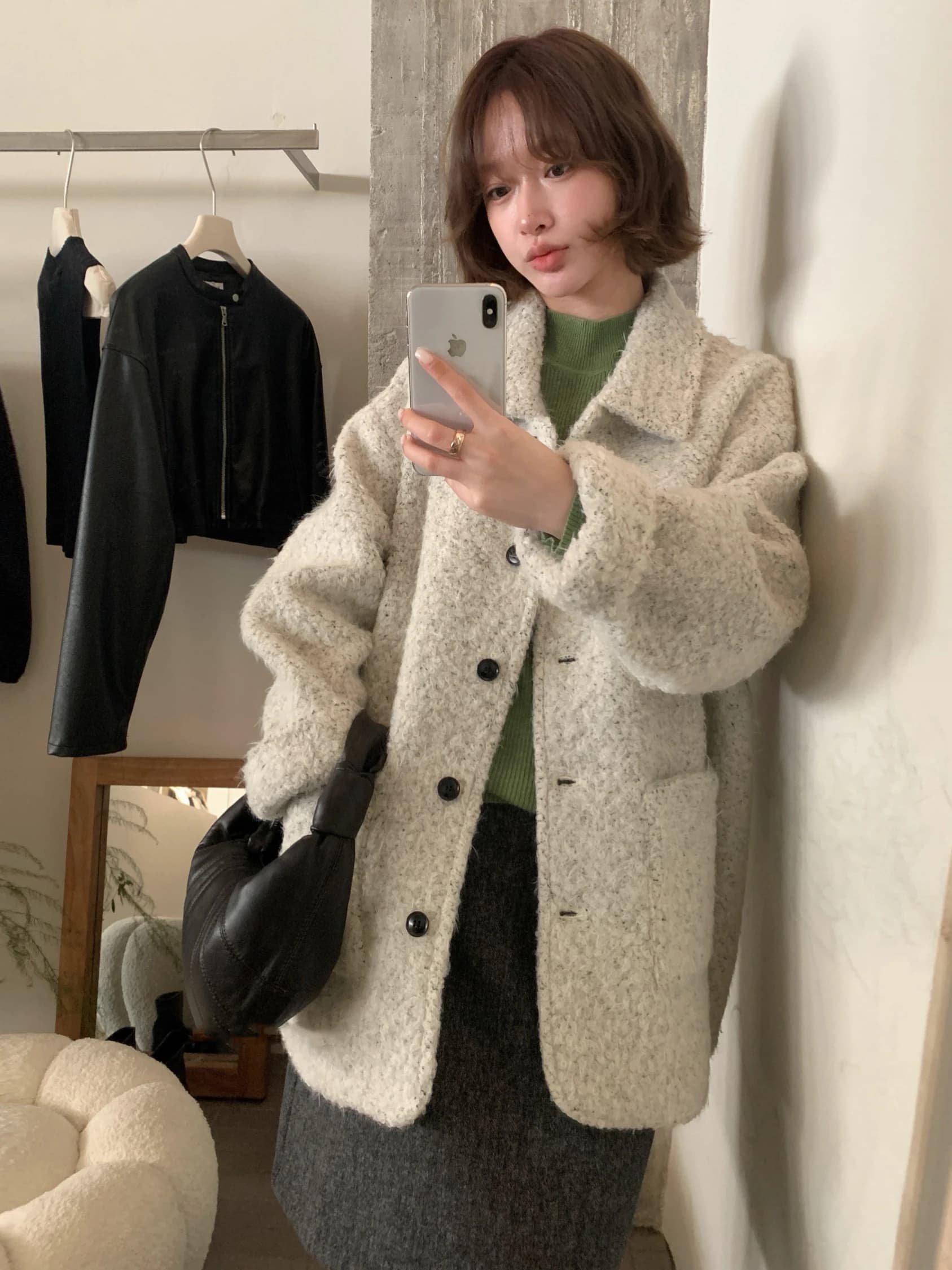 Korean Style Women's Loose Long Coat Winter 2025 New Fashion Fur Jacket Single Button Turn-down Collar Mid-length Outerwear