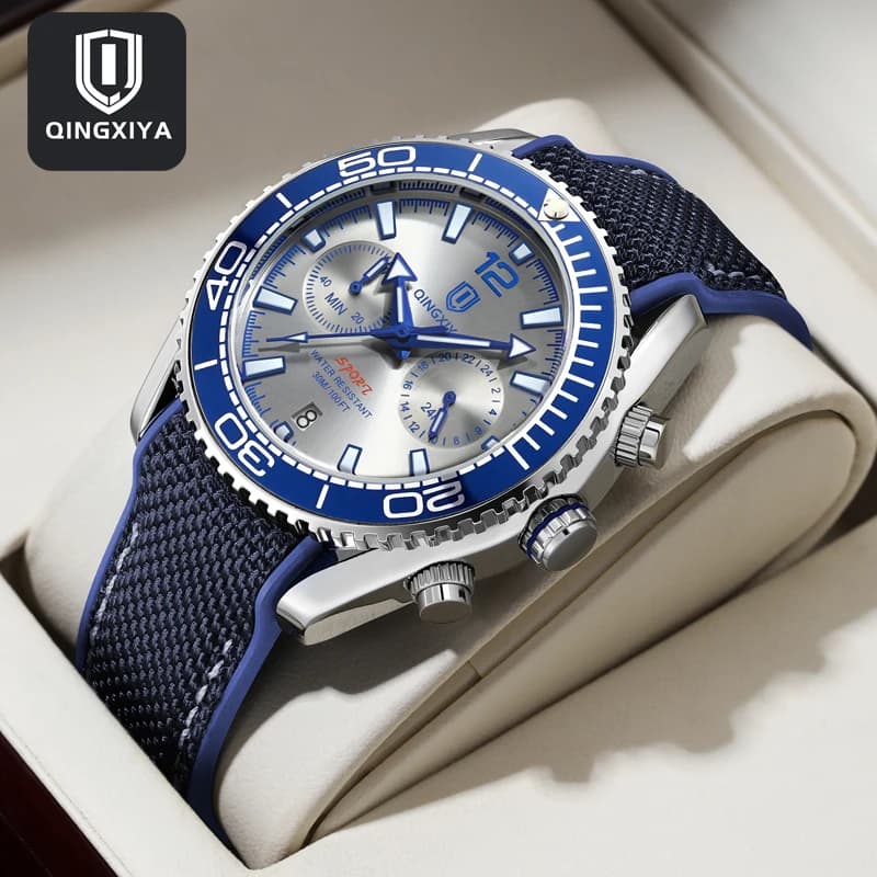 QINGXIYA Cronografo al quarzo di lusso di marca da uomo sportivo cinturino in silicone calendario impermeabile 24 ore orologi da uomo di moda