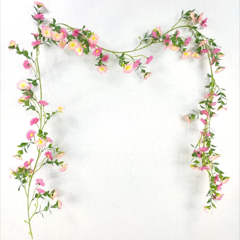2,1 m simulato margherita girasole vite fiore artificiale pianta verde casa soffitto interno arco di nozze decorazione all'ingrosso