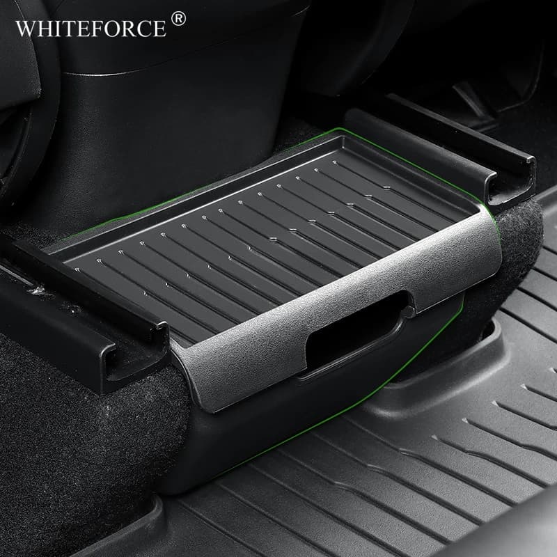 Per Tesla Model Y 2021-2025 Scatola portaoggetti per console centrale posteriore Scatola portaoggetti TPE con coperchio Modello Y Juniper Pattumiera sotto il sedile