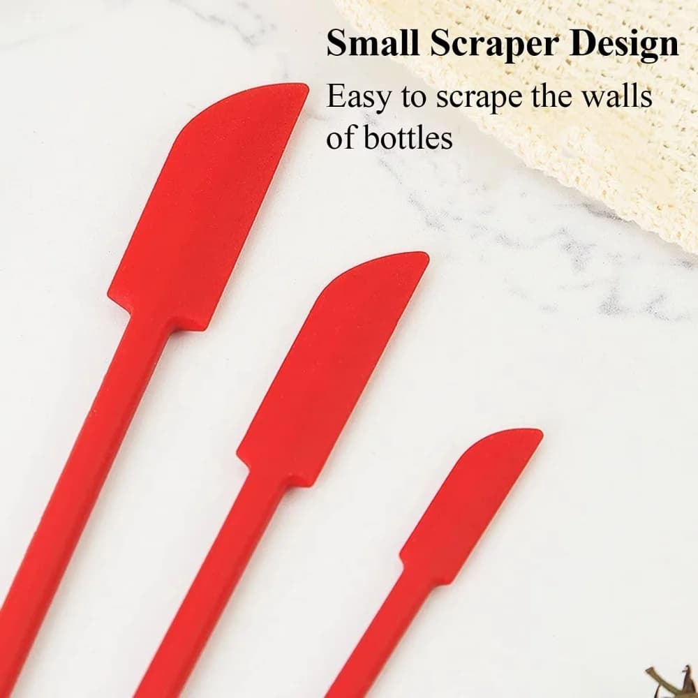 Set di 3 Raschietti in Silicone a Doppia Testa, Resistenti al Calore, Spatole di Varie Dimensioni o Raschietti per Bottiglie e Marmellate, Facili da Pulire