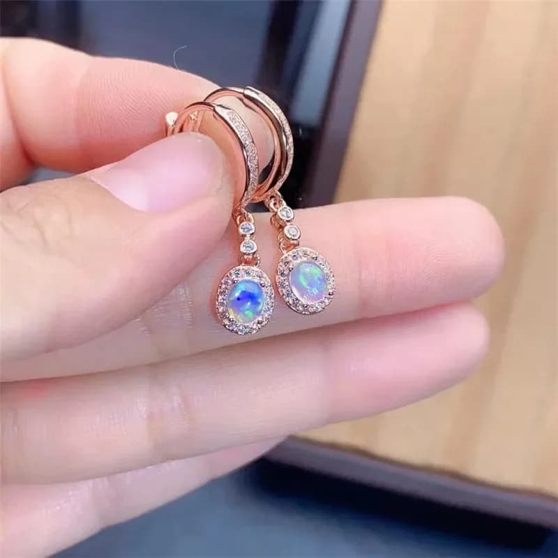 Nuovi orecchini opale naturale Orecchini in argento 925 da donna graziosi orecchini di temperamento dal design elegante e alla moda