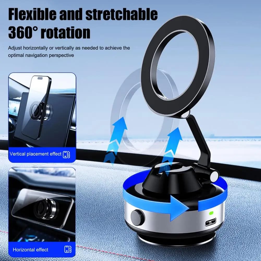 Supporto Flessibile per Telefono con Ventosa per Auto, Rotazione a 360° ° Supporto Magnetico Girevole e Pieghevole per Cruscotto, Scrivania e Vetro