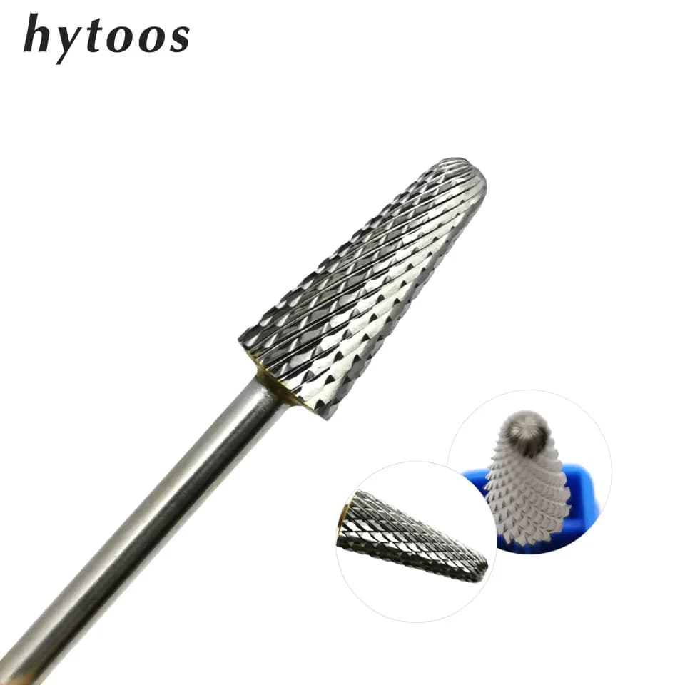 HYTOOS Punte a cono 3/32 Punta da trapano per unghie in carburo di tungsteno Bava per manicure Rimuovi gel Accessori per fresa elettrica